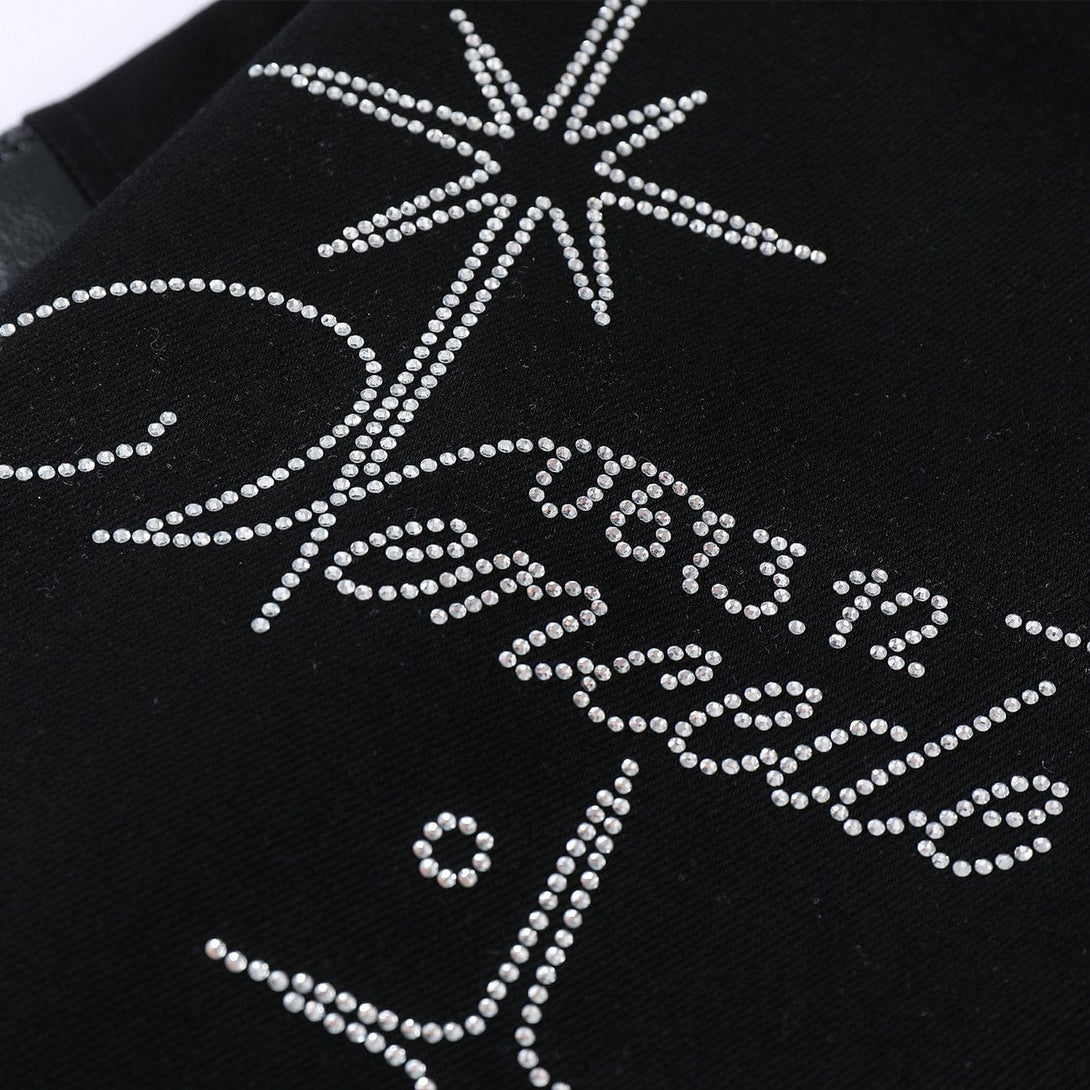 Majesda® - Letters Diamond PU Stitching Jacket outfit ideas, streetwear fashion - majesda.com