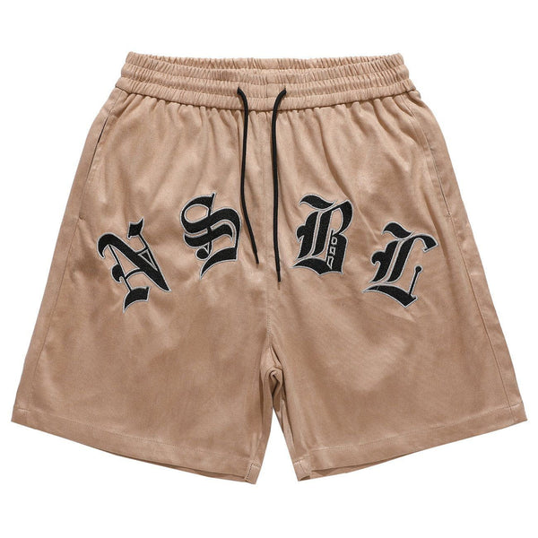 Majesda® - Letters Embroidery Drawstring Shorts outfit ideas streetwear fashion
