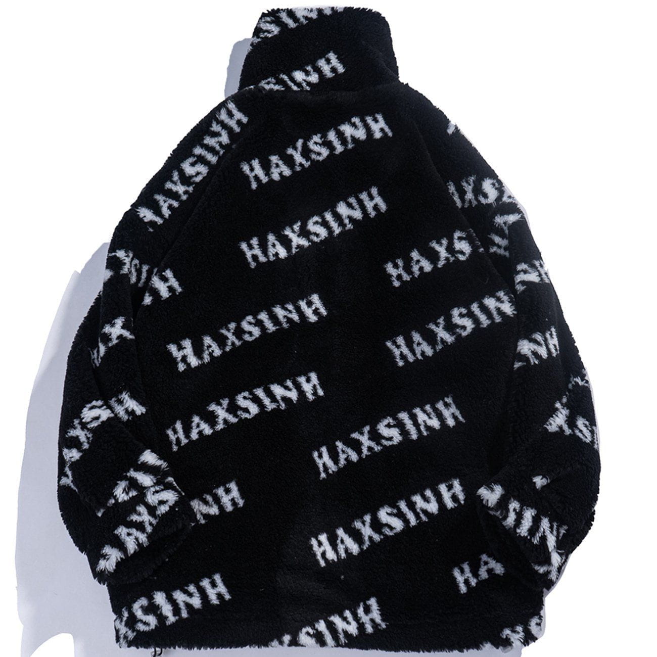 Majesda® - Letters Full Print Sherpa Winter Coat outfit ideas streetwear fashion