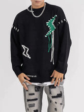 Majesda® - Lightning Patch Sweater outfit ideas streetwear fashion