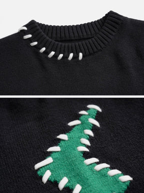 Majesda® - Lightning Patch Sweater outfit ideas streetwear fashion