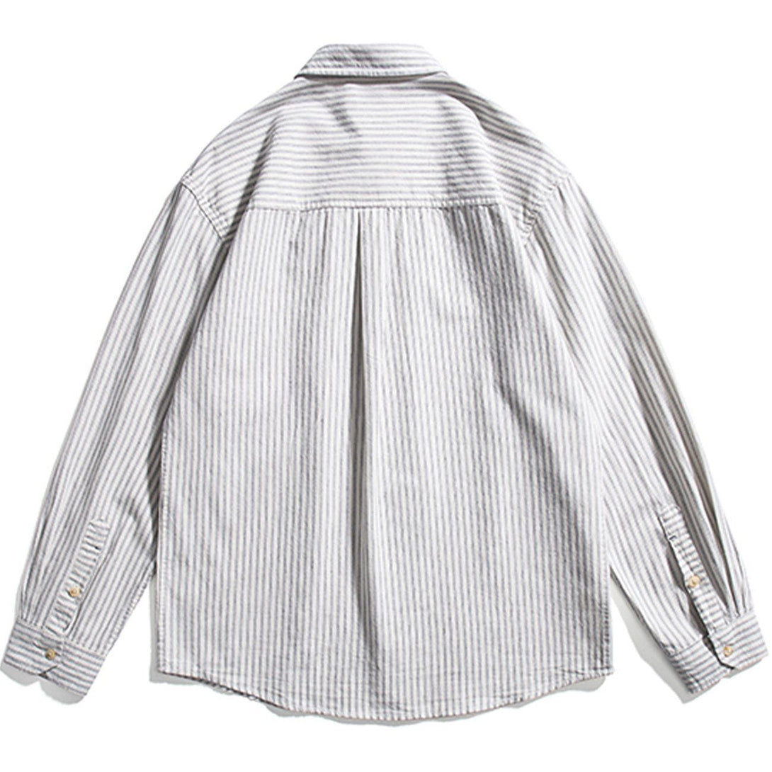 Majesda® - Line Long-sleeved Shirt outfit ideas streetwear fashion