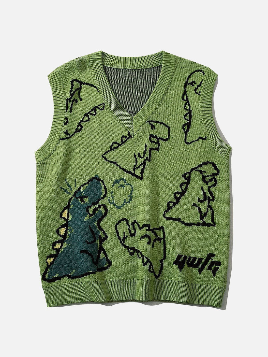 Majesda® - Little Dinosaur Graphic Sweater Vest outfit ideas streetwear fashion