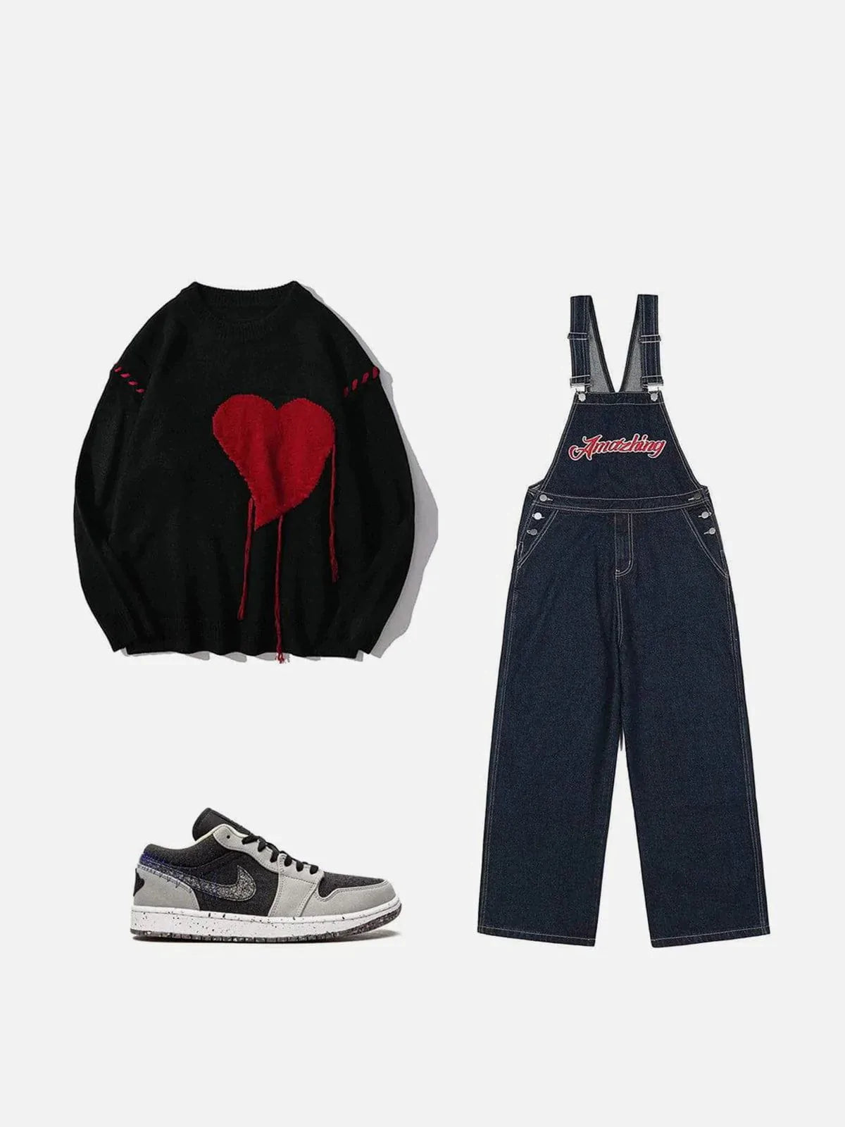 Majesda® - Love Embroidered Sweater outfit ideas streetwear fashion