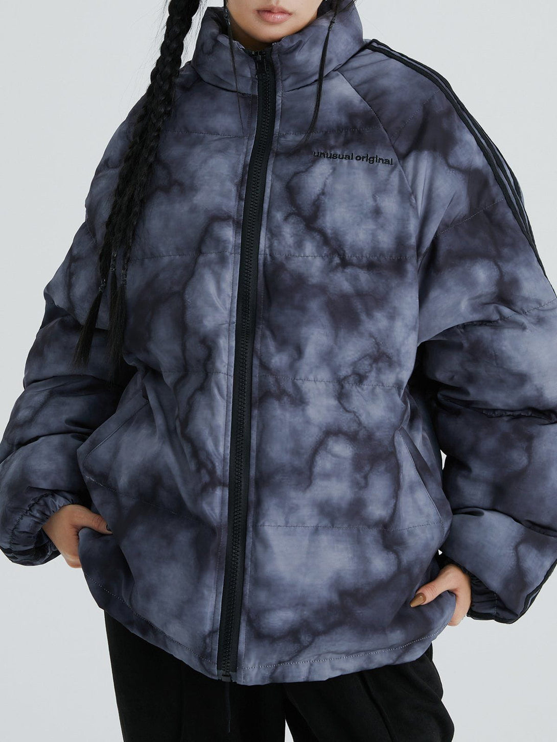 Majesda® - Marbled Smudge Gradient Winter Coat outfit ideas streetwear fashion