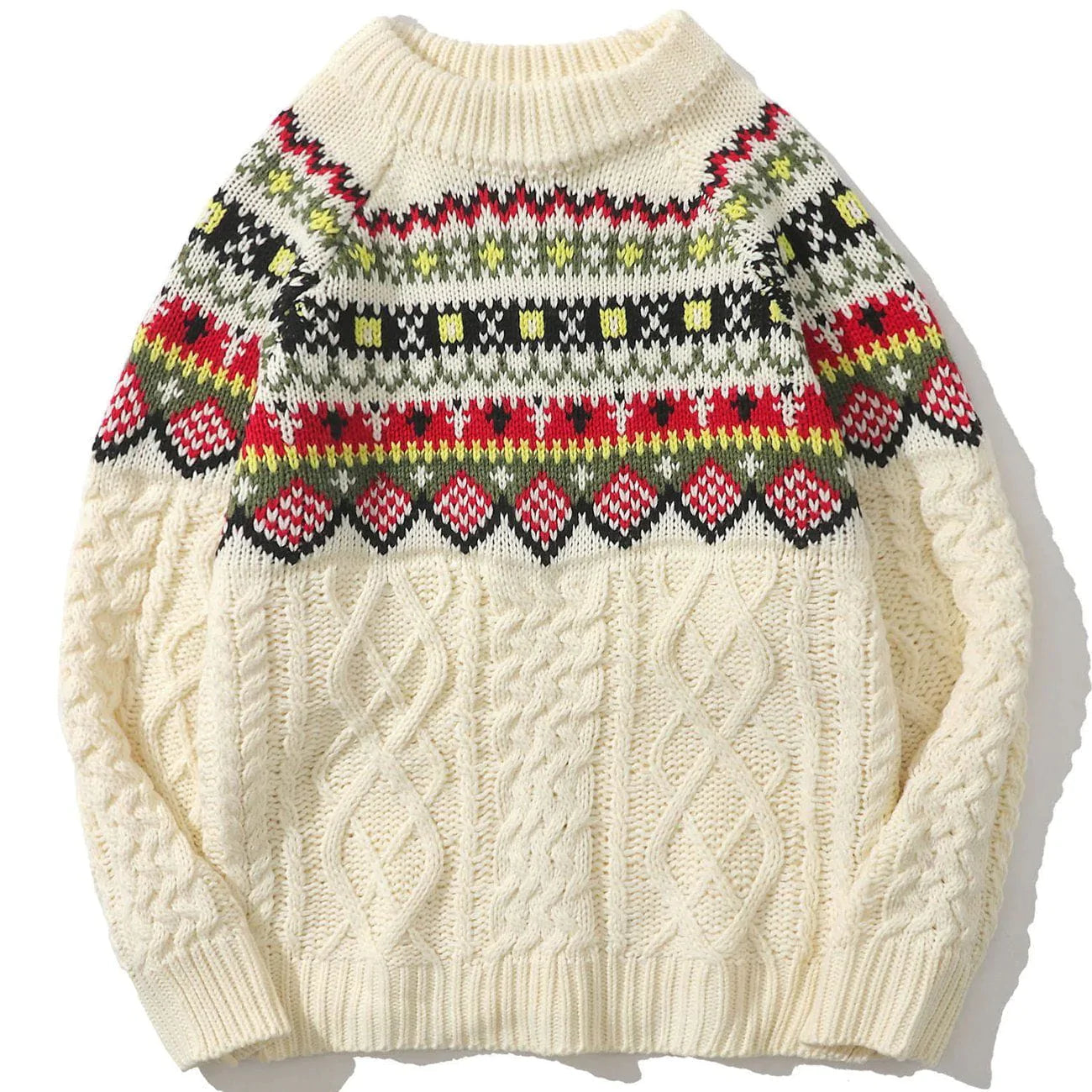 Majesda® - Mosaic Twisted Knit Sweater outfit ideas streetwear fashion