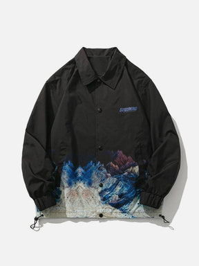 Majesda® - Mountains Gradient Print Jacket outfit ideas, streetwear fashion - majesda.com