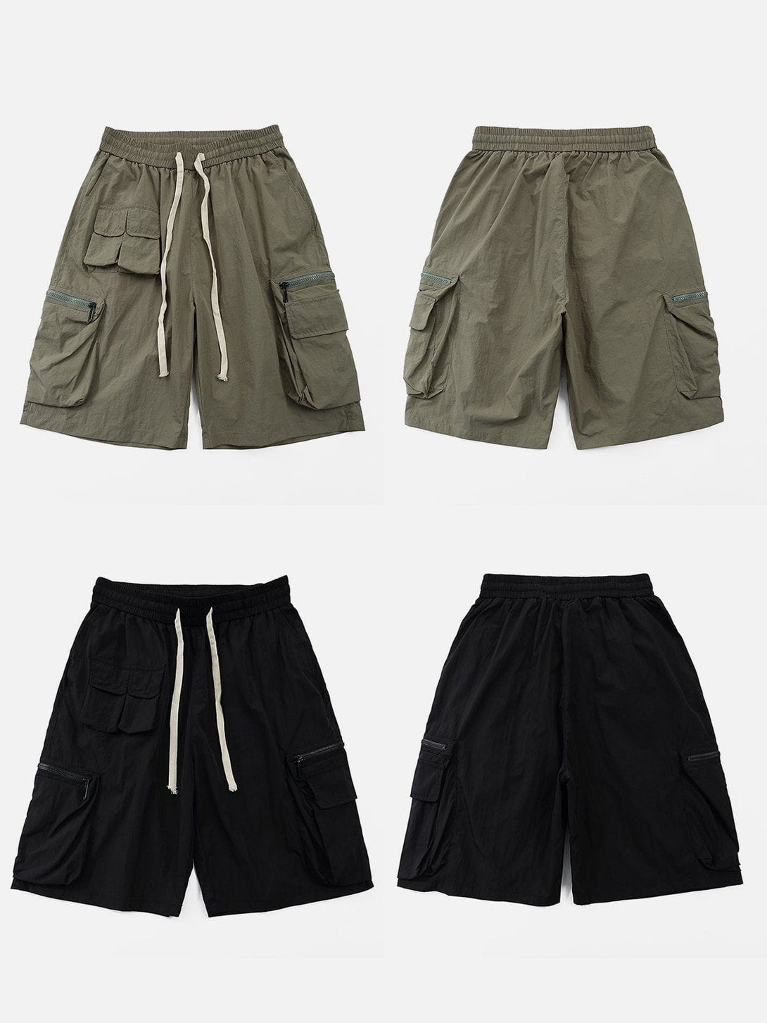 Majesda® - Multi-Pocket Drawstring Shorts outfit ideas streetwear fashion