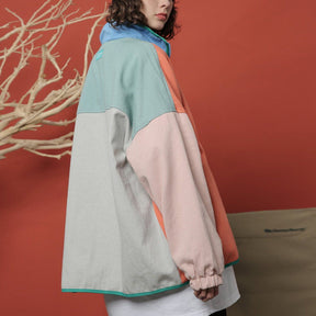 Majesda® - Multicolor Stitching Jacket outfit ideas, streetwear fashion - majesda.com