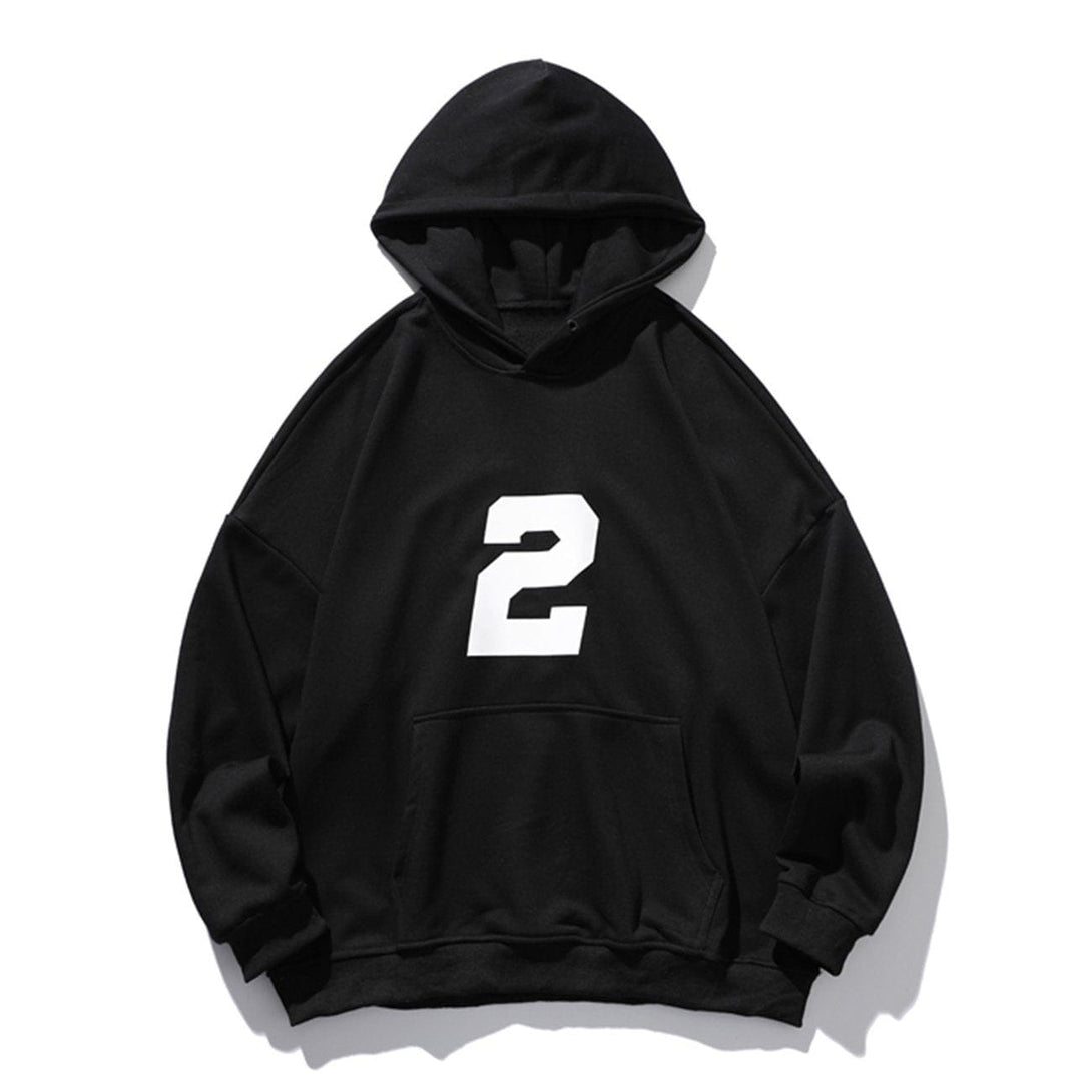 Majesda® - Number “2” Print Hoodie outfit ideas streetwear fashion