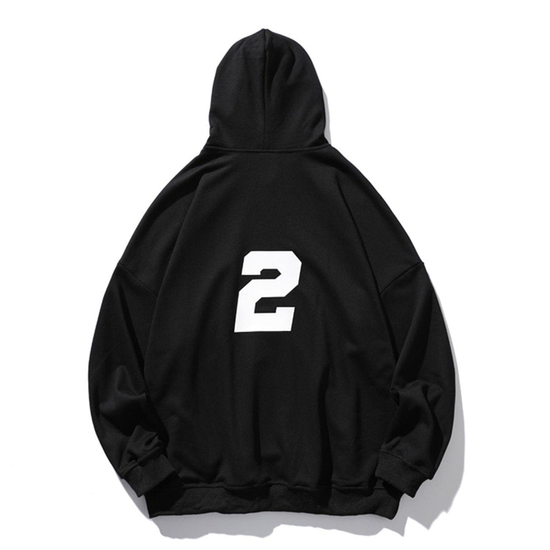 Majesda® - Number “2” Print Hoodie outfit ideas streetwear fashion