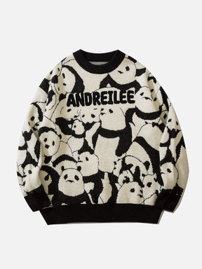 Majesda® - Panda Graphic Sweater outfit ideas streetwear fashion