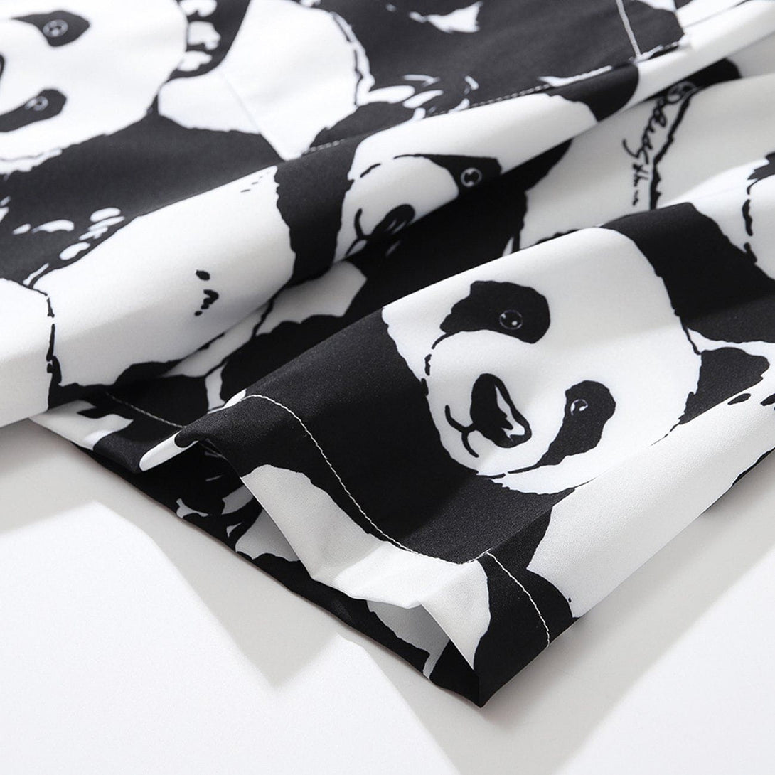 Majesda® - Panda Print Short-sleeved Shirt outfit ideas streetwear fashion