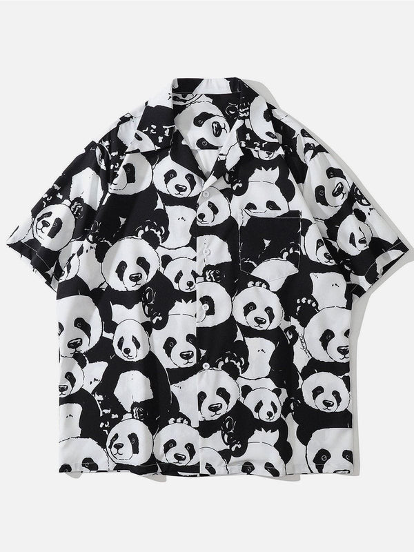 Majesda® - Panda Print Short-sleeved Shirt outfit ideas streetwear fashion