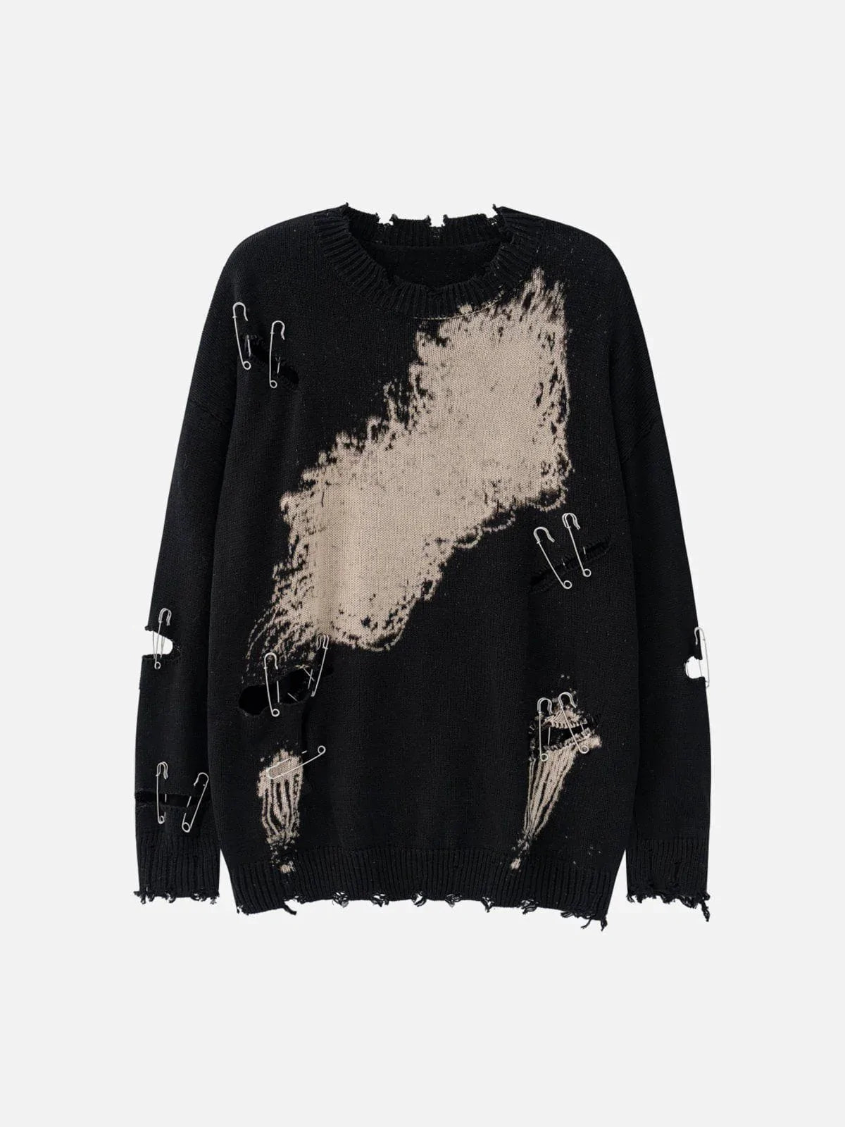 Majesda® - Paperclip Broken Design Knit Sweater outfit ideas streetwear fashion