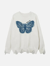 Majesda® - Patchwork Butterfly Sweater outfit ideas streetwear fashion