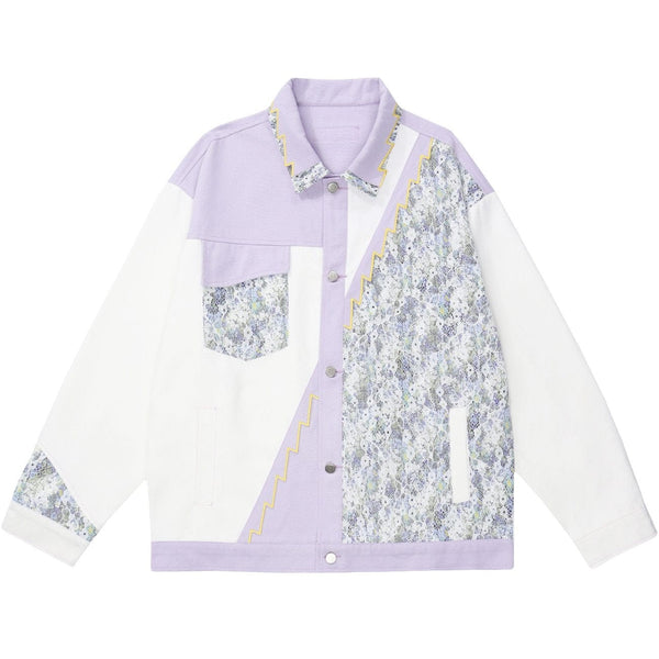 Majesda® - Patchwork Embroidered Jacket outfit ideas, streetwear fashion - majesda.com