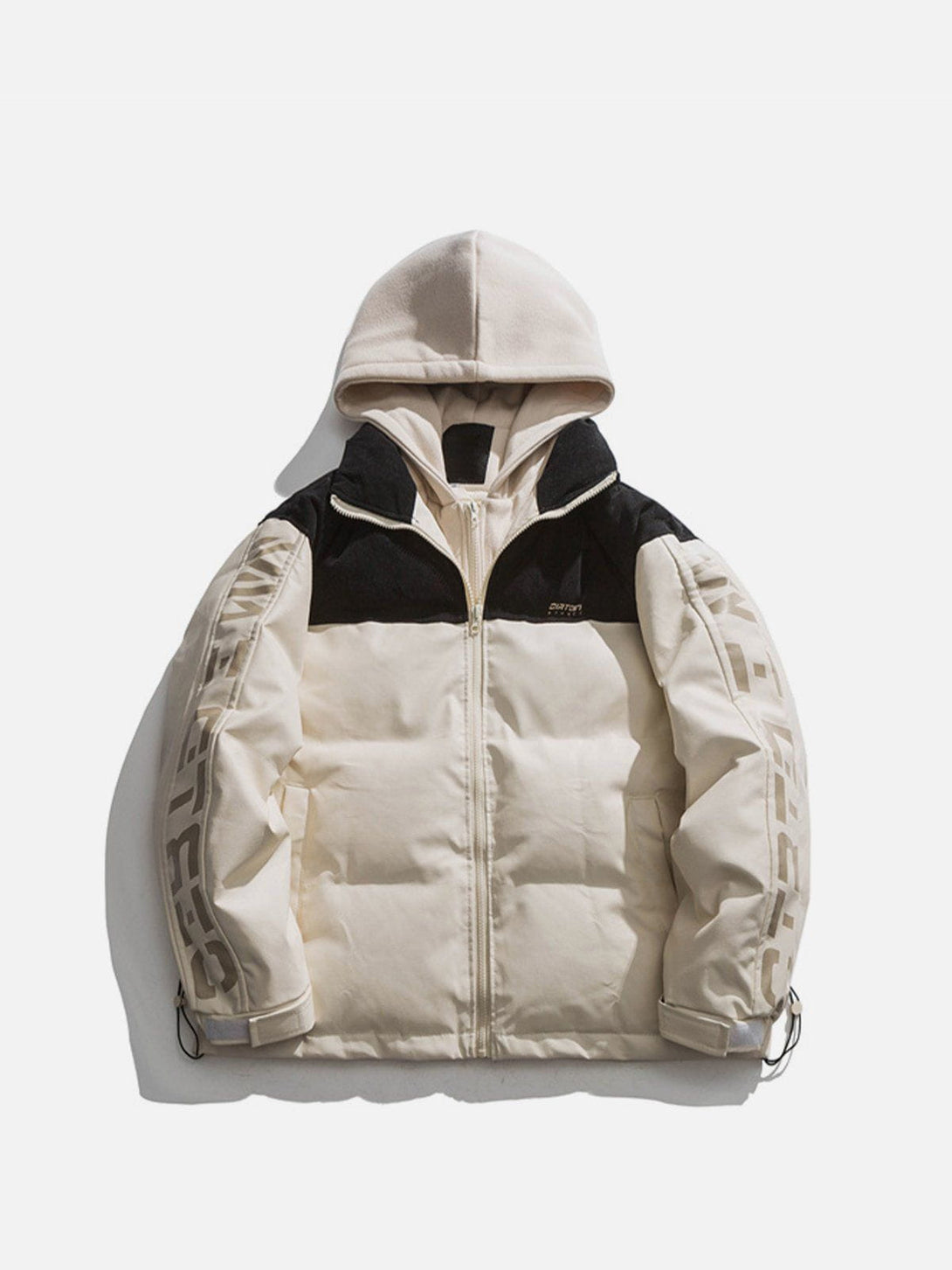 Majesda® - Patchwork Hooded Winter Coat outfit ideas, streetwear fashion - majesda.com