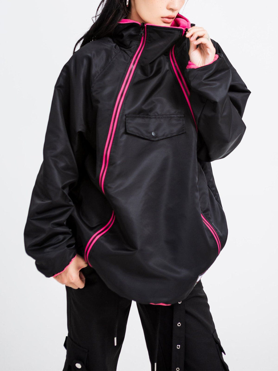 Majesda® - Patchwork Reversible Jacket outfit ideas, streetwear fashion - majesda.com