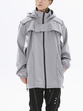 Majesda® - Patchwork Shoulder Strap Hooded Jacket outfit ideas, streetwear fashion - majesda.com