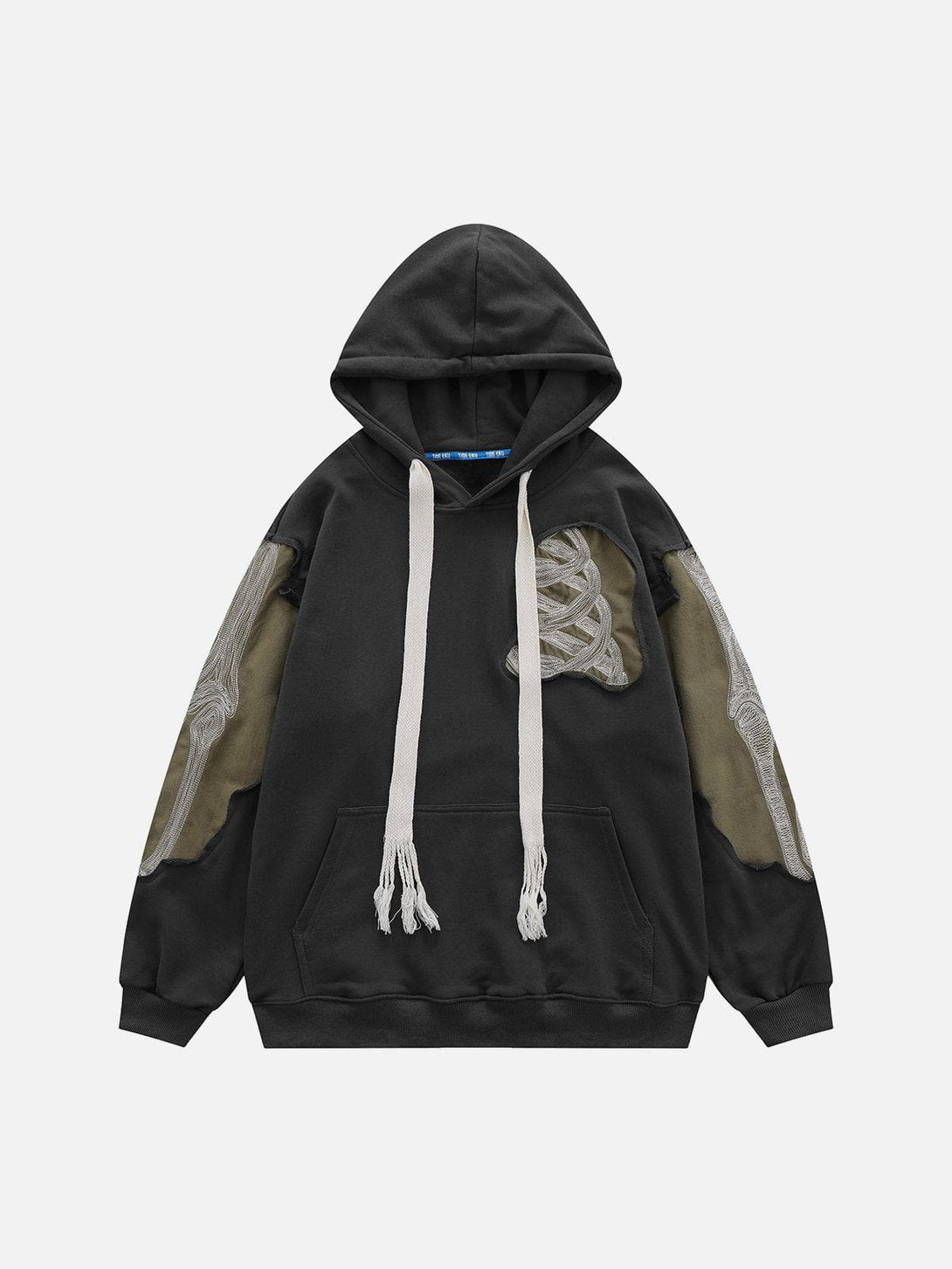 Majesda® - Patchwork Skeleton Hoodie outfit ideas streetwear fashion