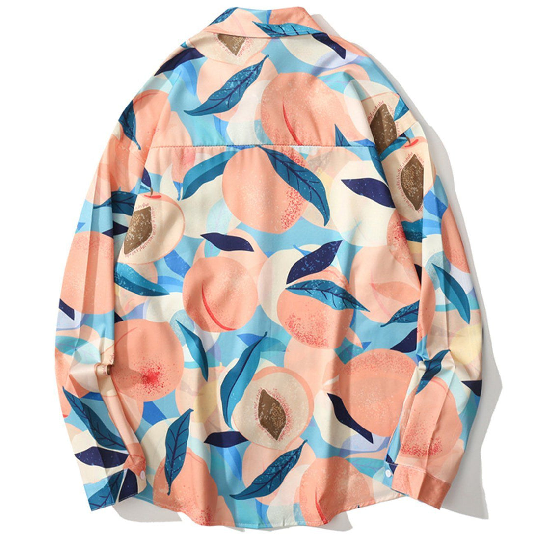 Majesda® - Peach Pattern Long-sleeved Shirt outfit ideas streetwear fashion