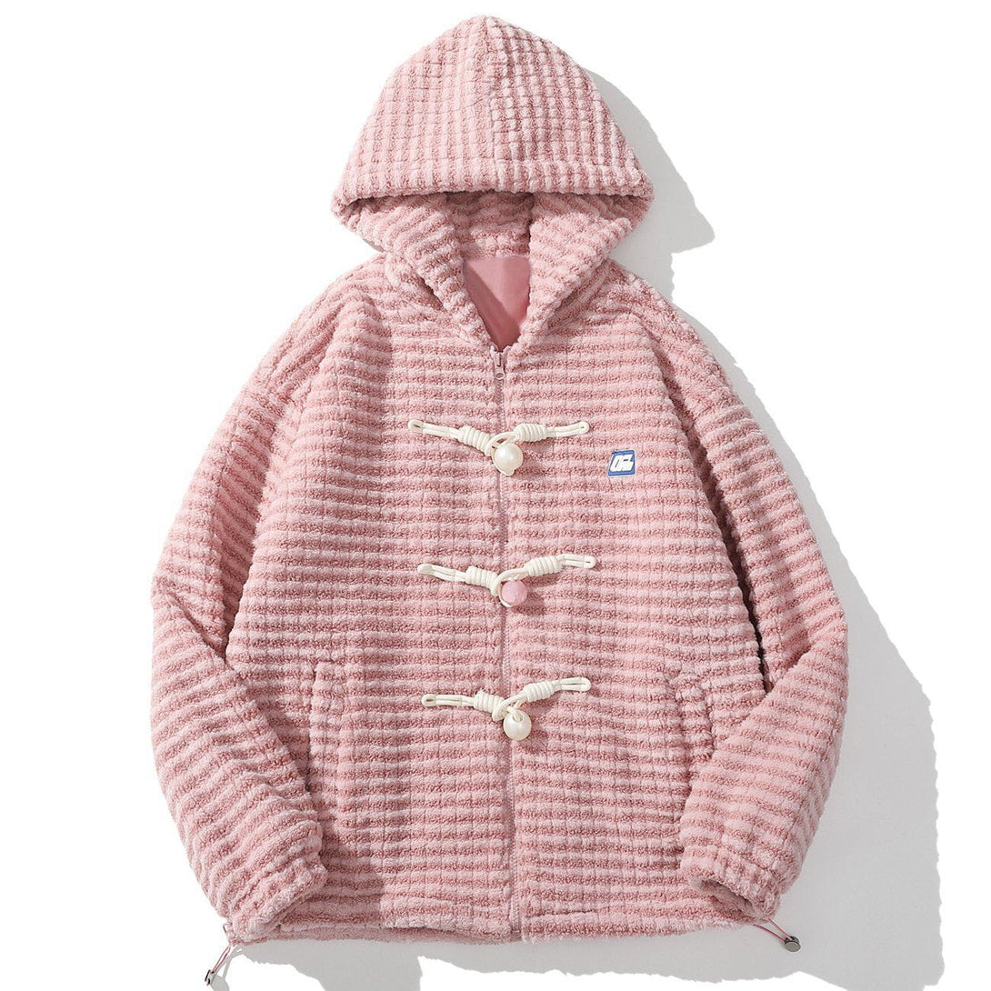Majesda® - Pearl Disc Buckle Hood Winter Coat outfit ideas streetwear fashion