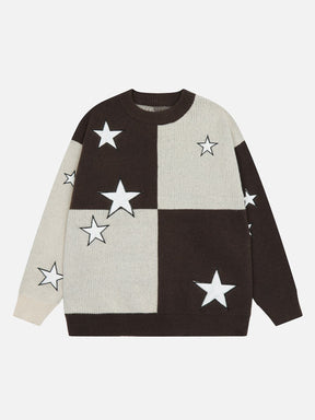 Majesda® - Pentagram Contrast Sweater outfit ideas streetwear fashion