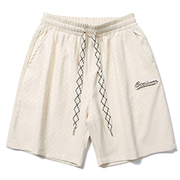 Majesda® - Plaid Embroidered Letters Shorts outfit ideas streetwear fashion