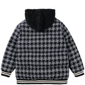 Majesda® - Plaid Patchwork Embroidery Hooded Winter Coat outfit ideas streetwear fashion