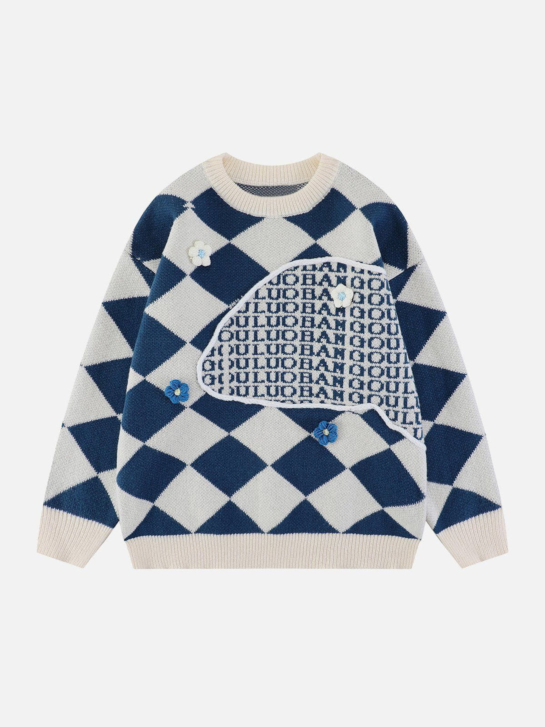 Majesda® - PLAID Patchwork Sweater outfit ideas streetwear fashion
