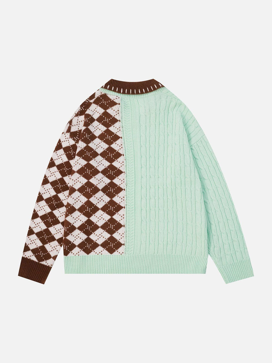 Majesda® - PLAID Polo Collar Sweater outfit ideas streetwear fashion