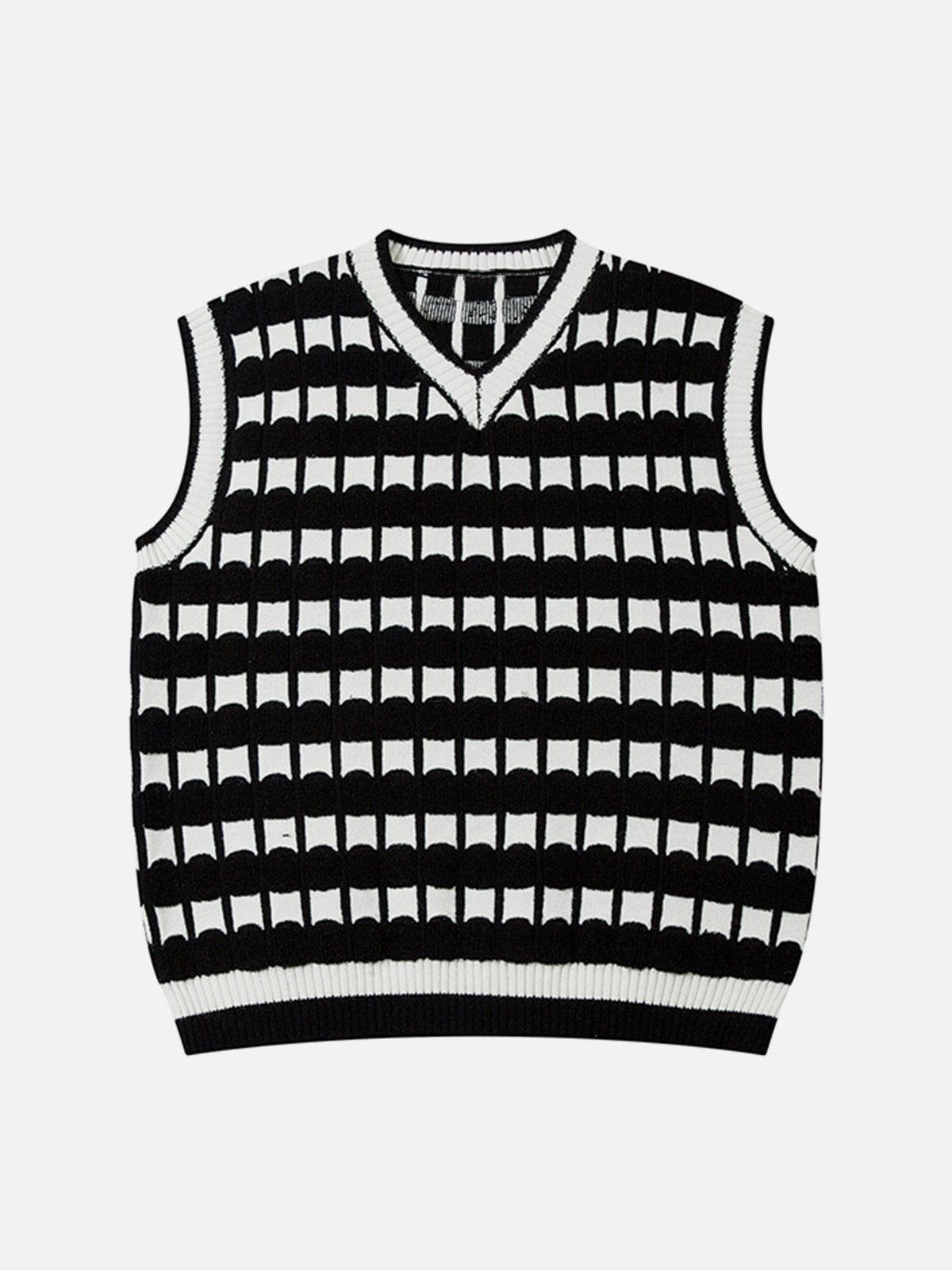 Majesda® - Plaid Stripe Sweater Vest outfit ideas streetwear fashion