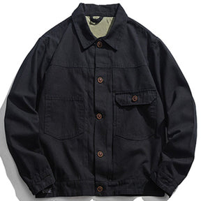 Majesda® - Plain Washed Cargo Jacket outfit ideas, streetwear fashion - majesda.com