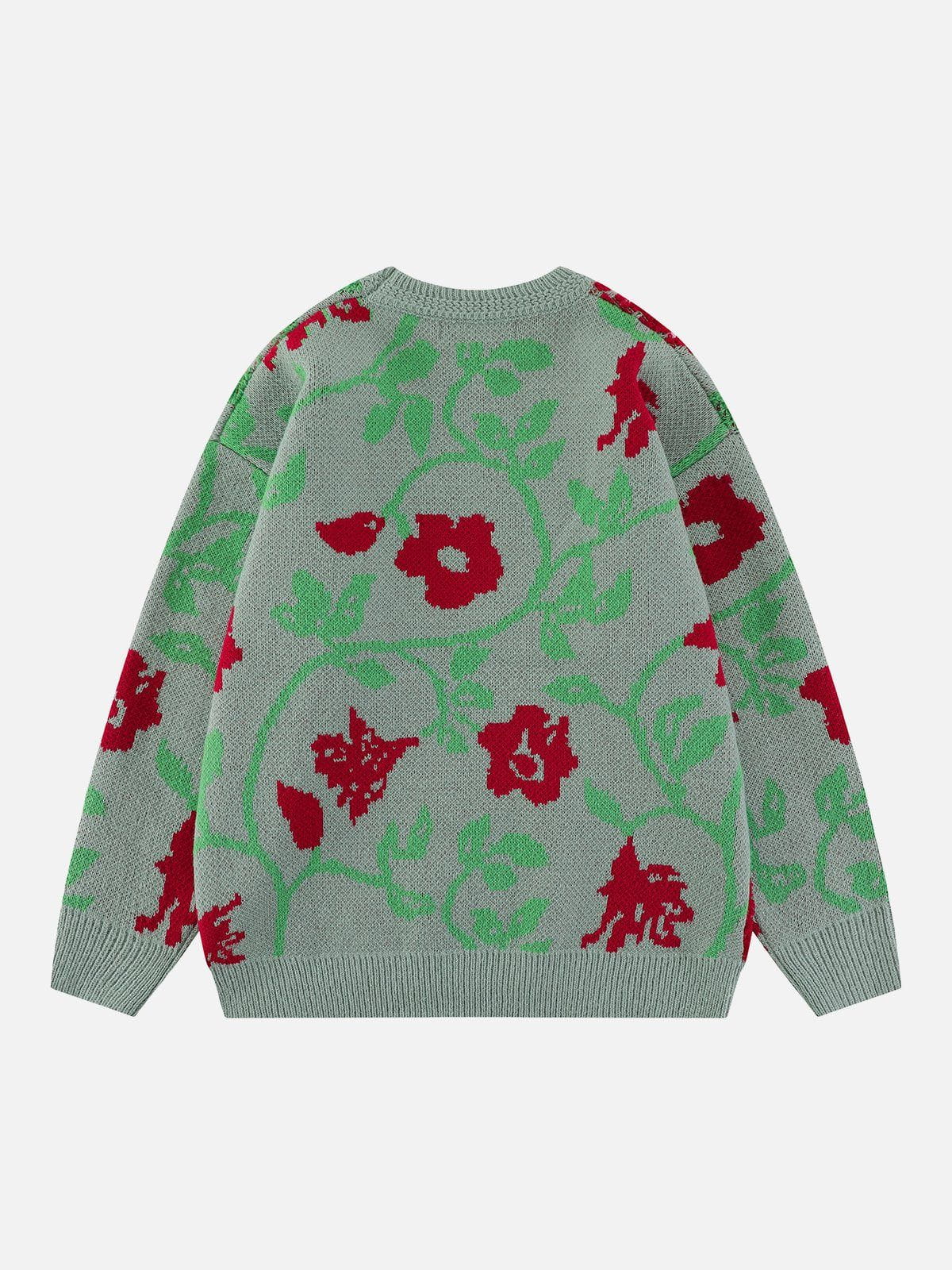 Majesda® - Plush Flower Embroidery Sweater outfit ideas streetwear fashion