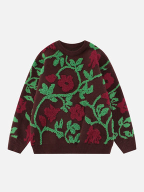 Majesda® - Plush Flower Embroidery Sweater outfit ideas streetwear fashion