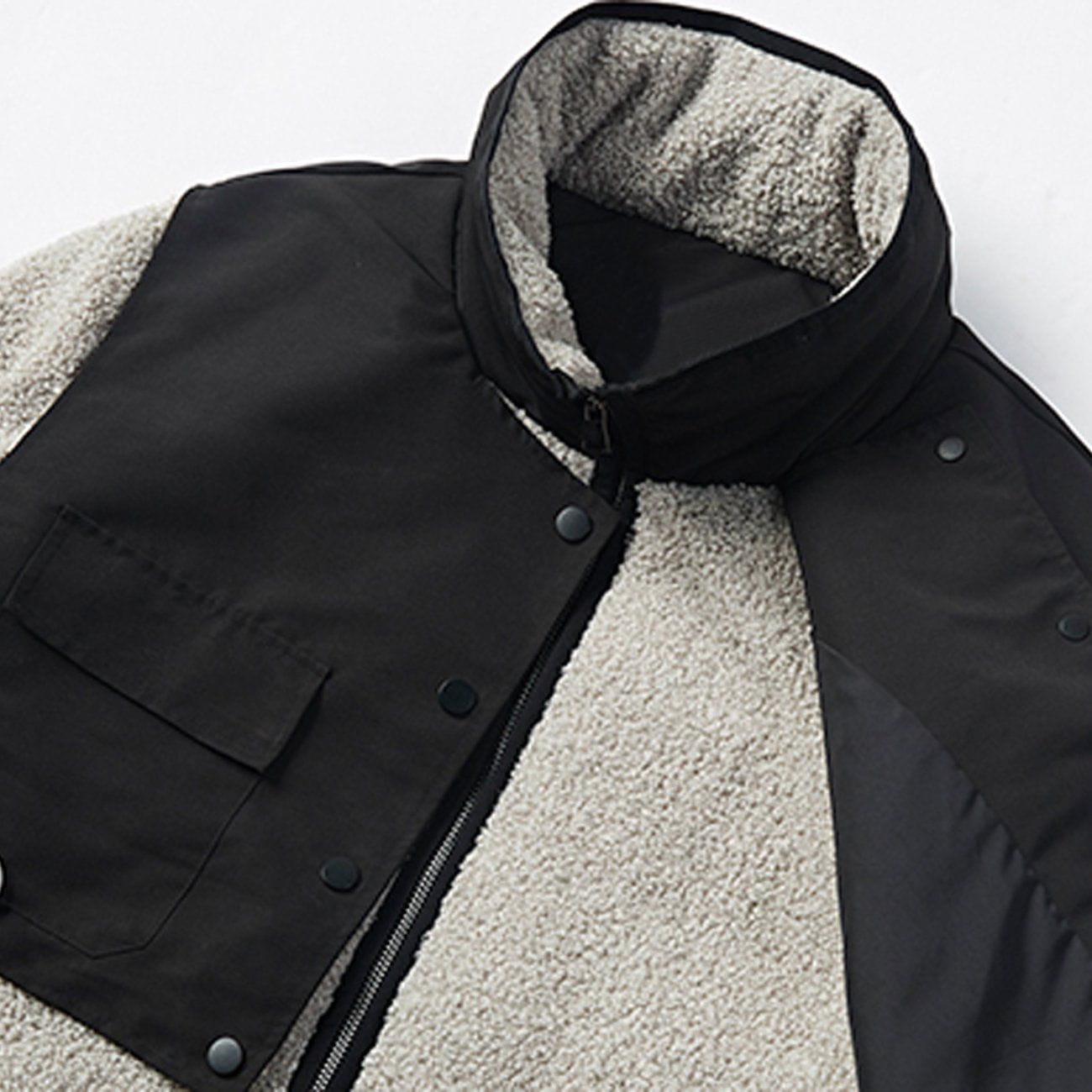 Majesda® - Pocket Splicing Sherpa Winter Coat outfit ideas streetwear fashion