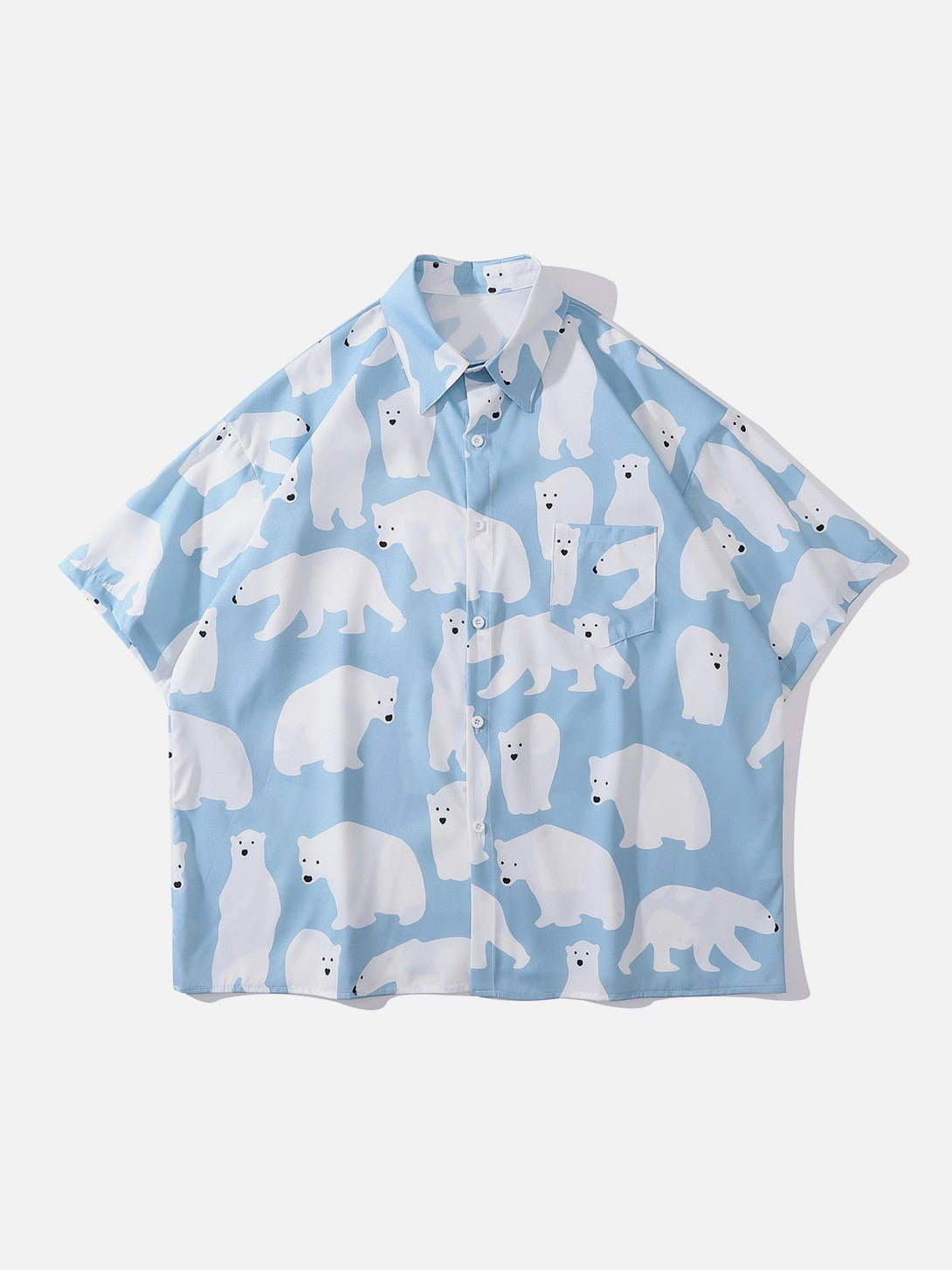 Majesda® - Polar Bear Print Short Sleeve Shirt outfit ideas streetwear fashion