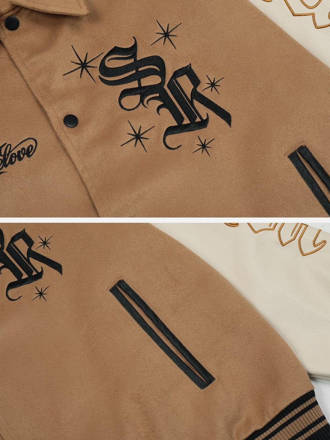 Majesda® - Polo Collar Varsity Jacket outfit ideas, streetwear fashion - majesda.com