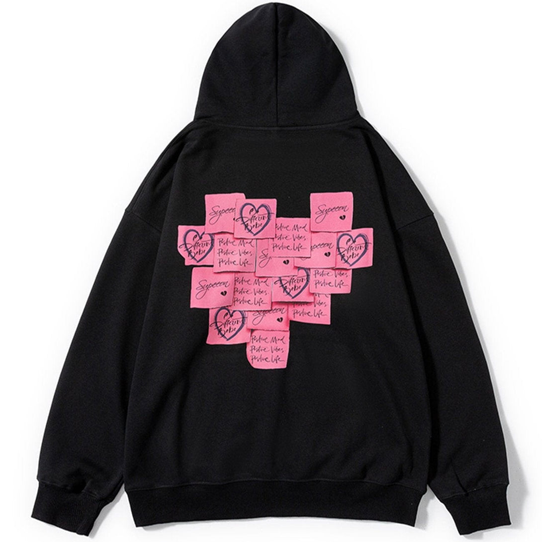 Majesda® - Post-it Note Print Hoodie outfit ideas streetwear fashion