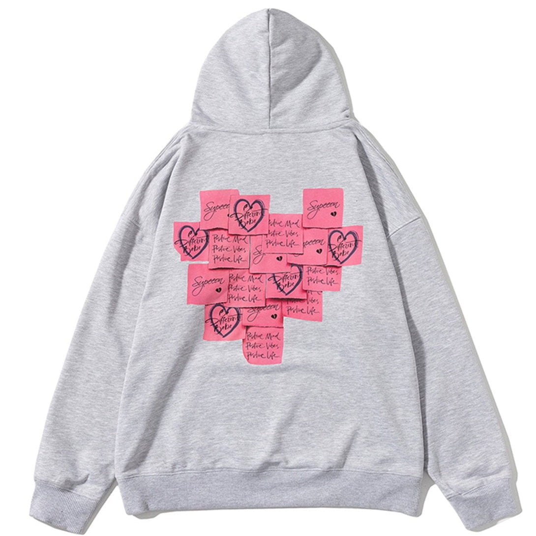 Majesda® - Post-it Note Print Hoodie outfit ideas streetwear fashion