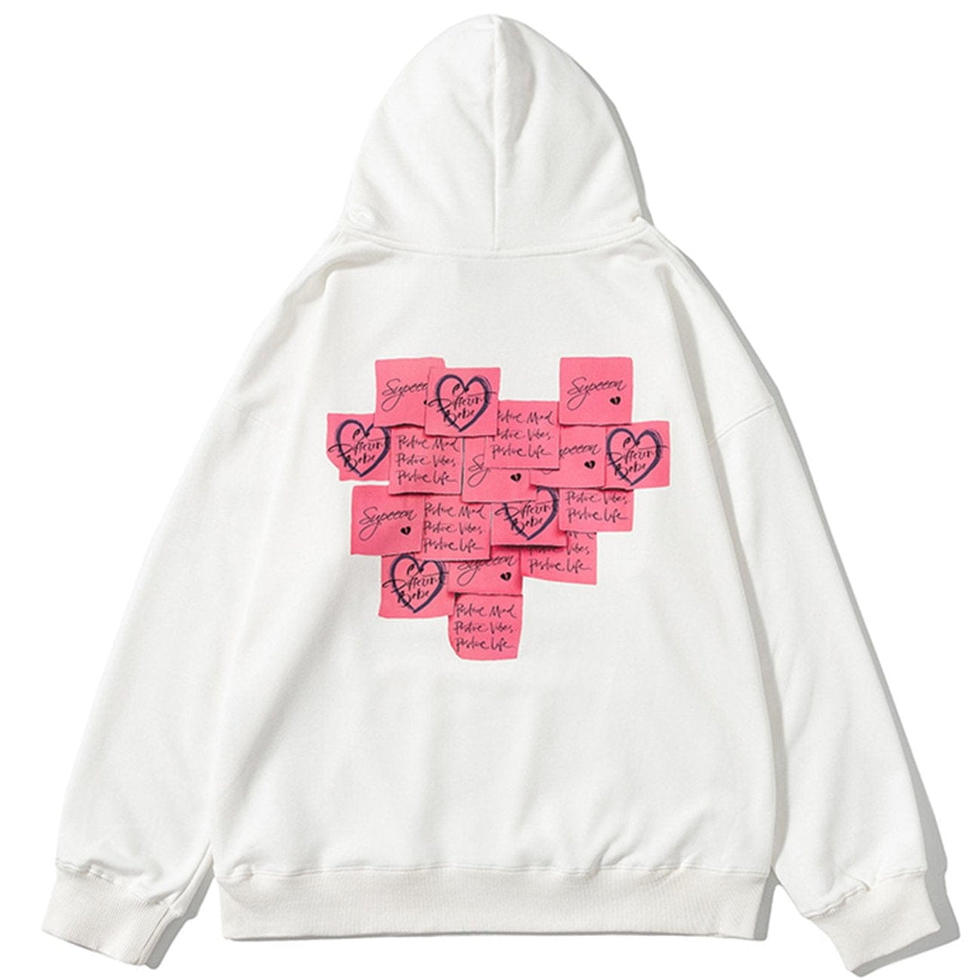 Majesda® - Post-it Note Print Hoodie outfit ideas streetwear fashion