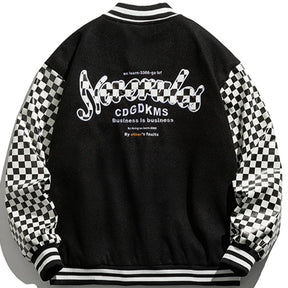 Majesda® - Print Checkerboard Jacket outfit ideas, streetwear fashion - majesda.com