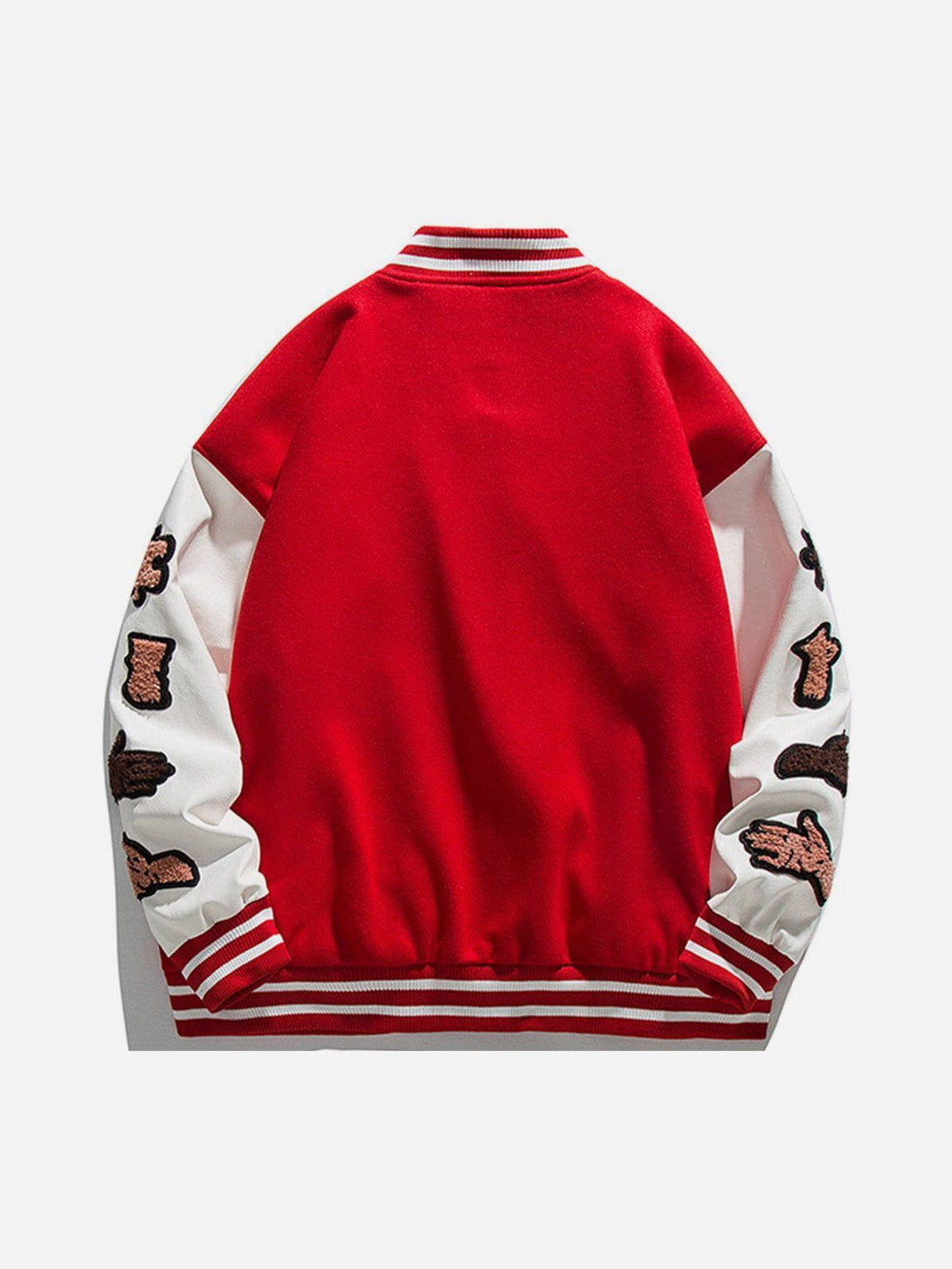 Majesda® - Puzzle Embroidery Varsity Jacket outfit ideas, streetwear fashion - majesda.com