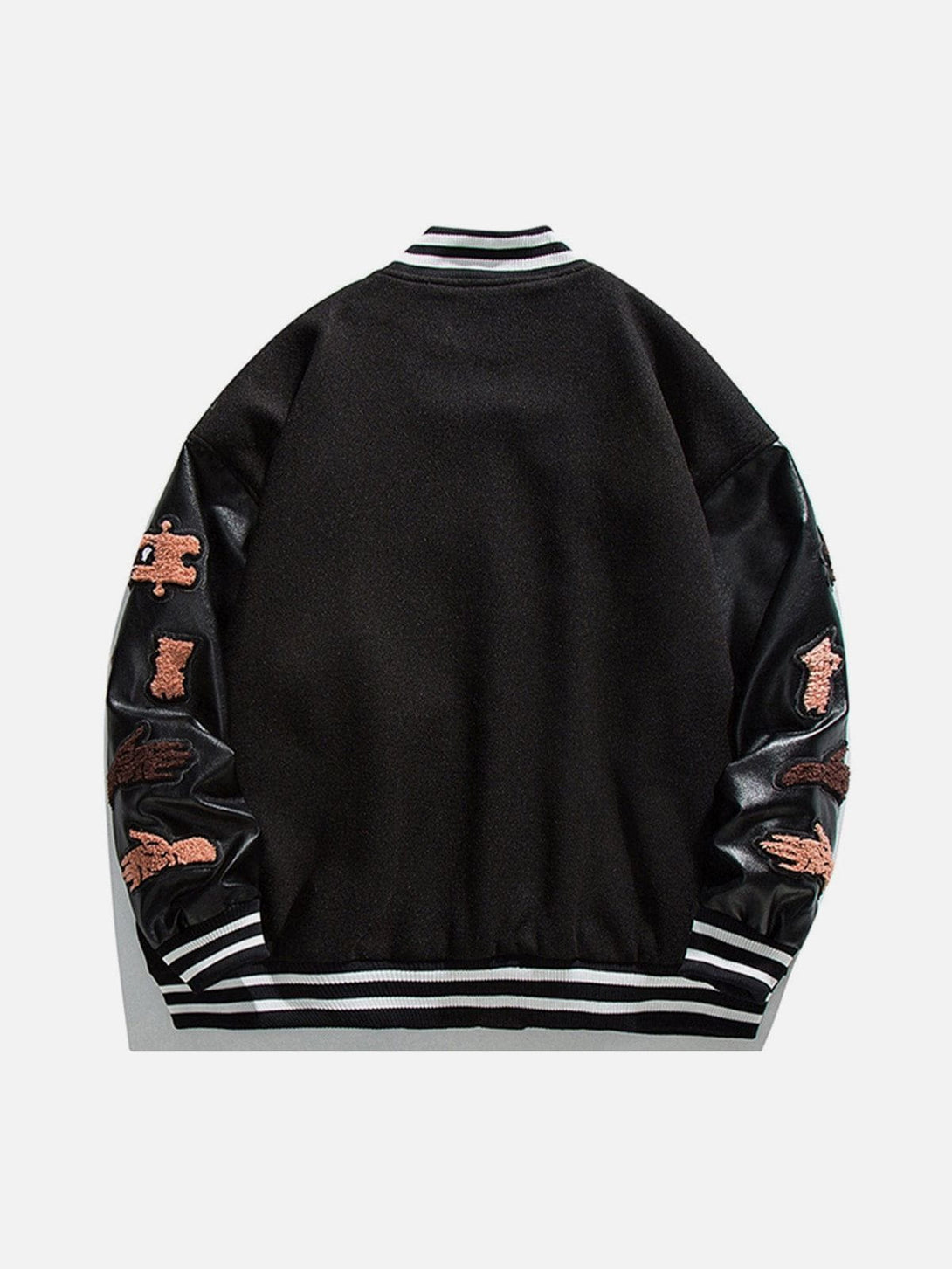 Majesda® - Puzzle Embroidery Varsity Jacket outfit ideas, streetwear fashion - majesda.com