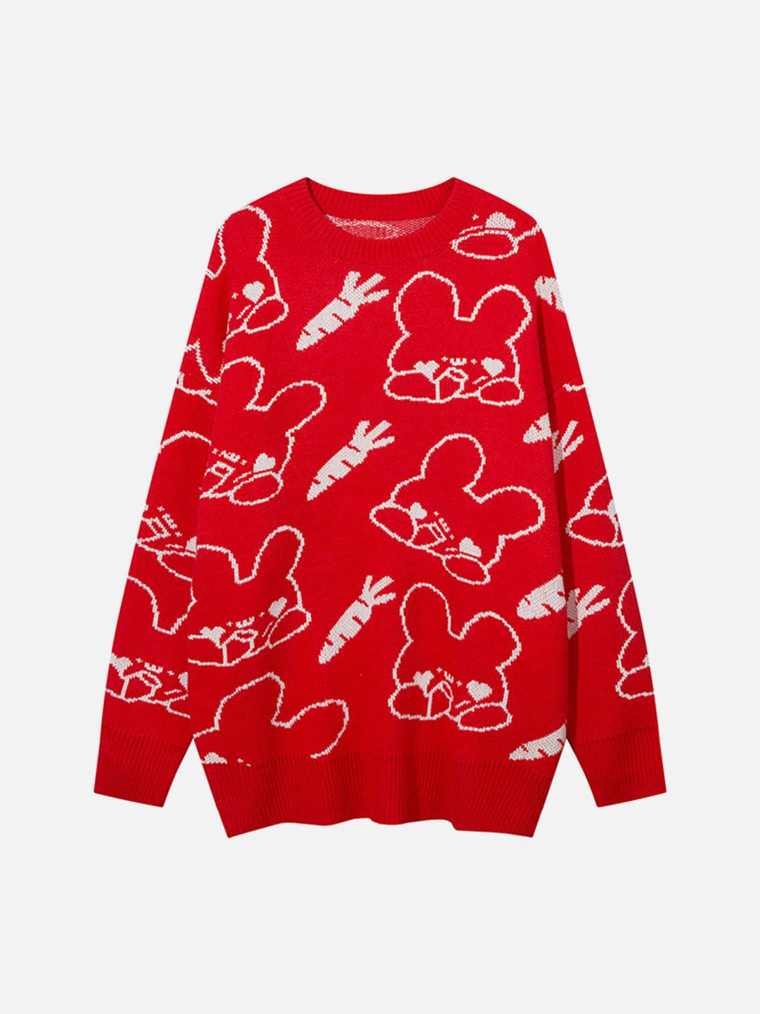 Majesda® - Rabbit Carrot Knit Sweater outfit ideas streetwear fashion