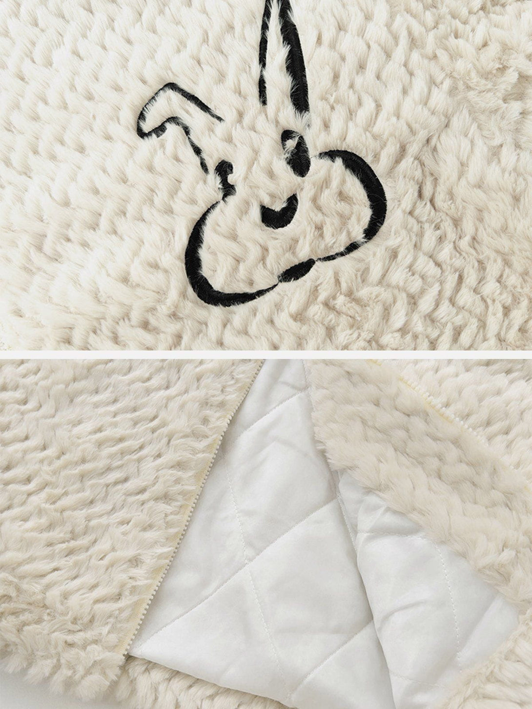 Majesda® - Rabbit Embroidery Sherpa Coat outfit ideas streetwear fashion