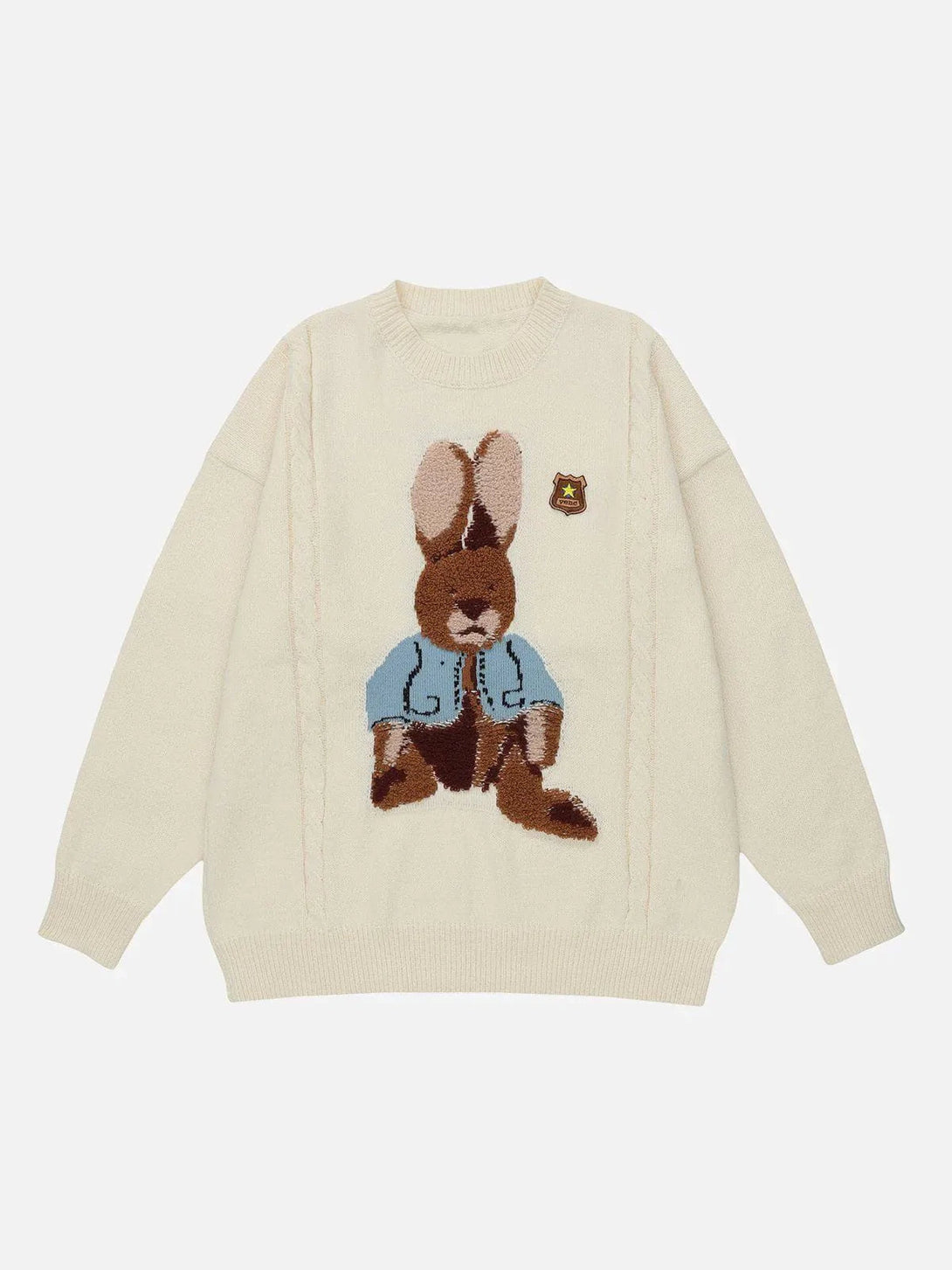 Majesda® - Rabbit Flock Panel Sweater outfit ideas streetwear fashion