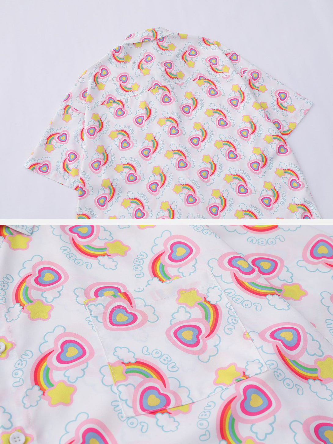 Majesda® - Rainbow Love Print Short Sleeve Shirts outfit ideas streetwear fashion