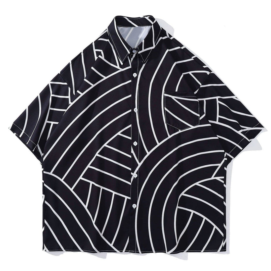 Majesda® - Random Stripe Short Sleeve Shirt outfit ideas streetwear fashion
